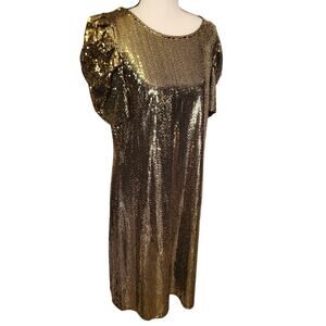 JM Studio John Meyer Gold Sequin Sparkle Cocktail Disco Party Dress Size 14 NWOT